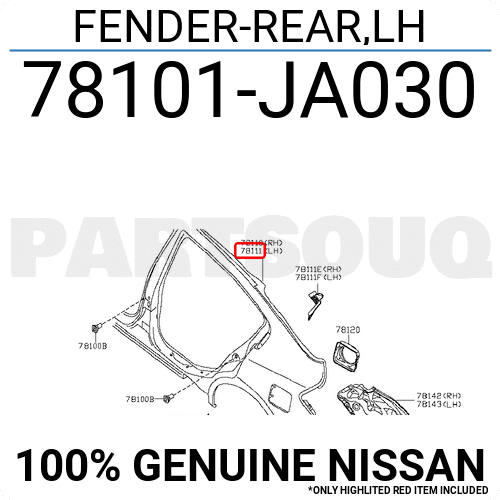 78101JA030 Genuine Nissan FENDER-REAR,LH 78101-JA030 | eBay