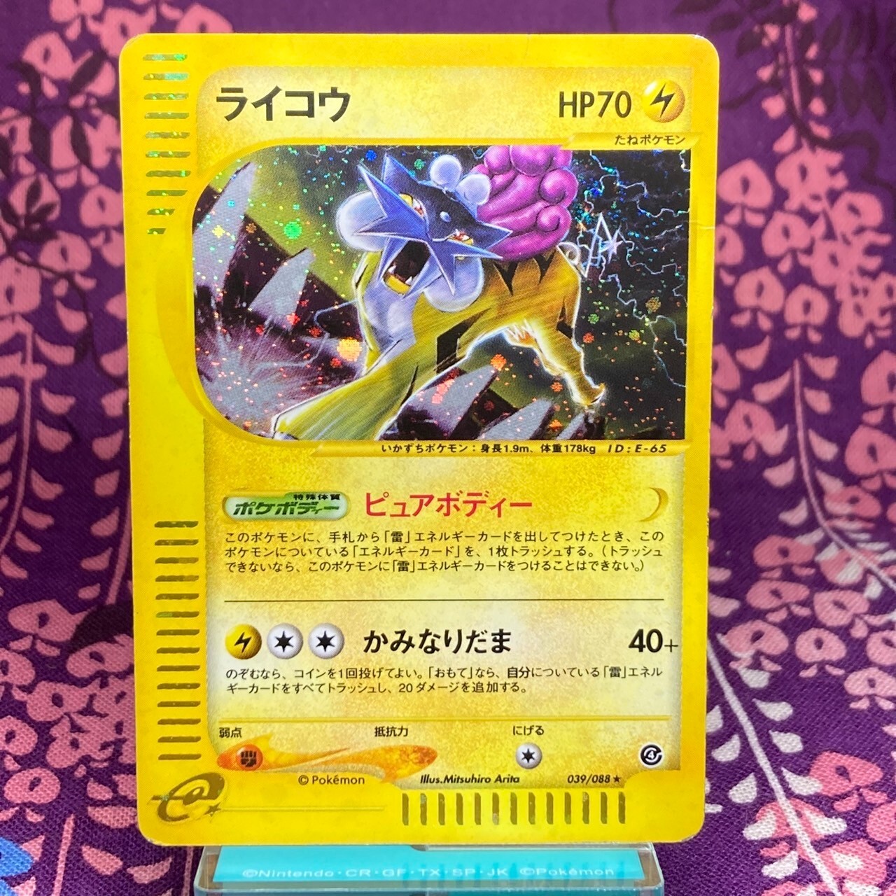 Pokemon Card Raikou 039/088 E-Series E4 Split Earth Holo Rare Japanese [B+]