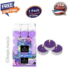 30 Count Lavender Tealight Candles Highly Scented w/ Essential & Natural Oils