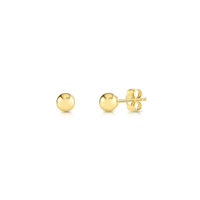 14K Gelbgold Runde Kugel Perlen Sleeper Ohrstecker Push-Back 3mm-8mm