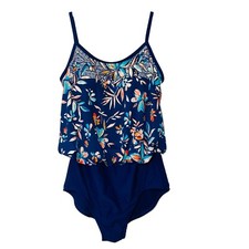 Maxine of Hollywood Women  s Size 12 One Piece Swimsuit Adjustable Straps Floral