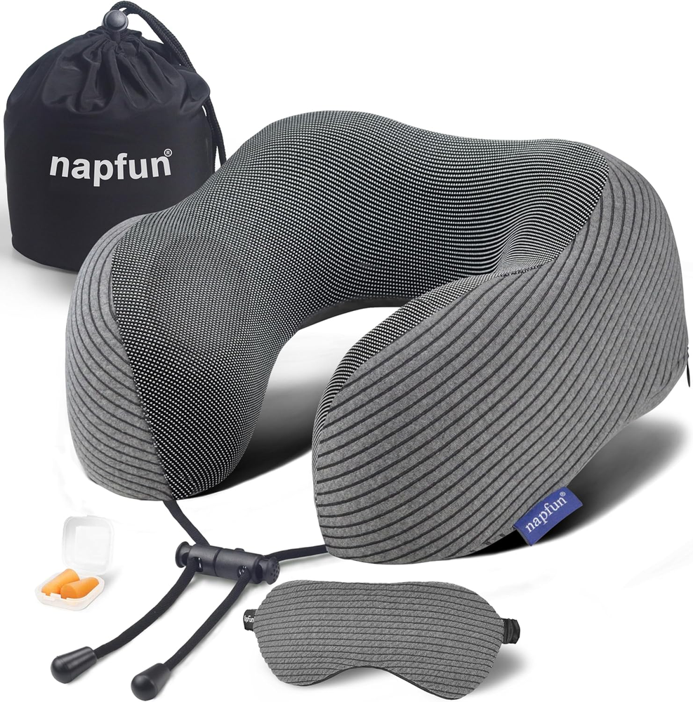 Ultra-Comfy Memory Foam Travel Neck Pillow for Airplanes