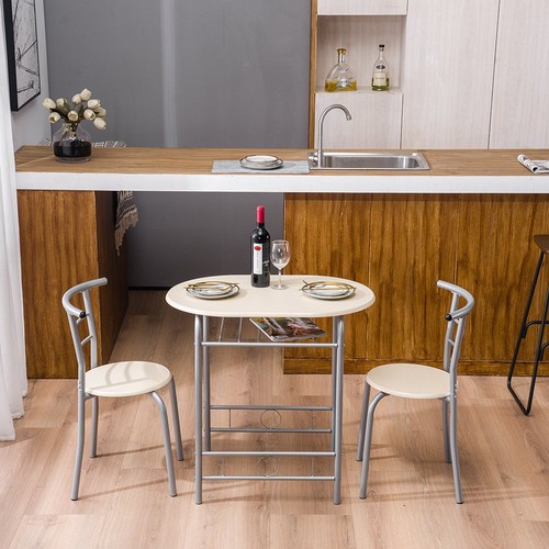 3 Piece Dining Set Small Kitchen Table Set Breakfast Table Set with 2 Chairs US - Picture 2 of 12