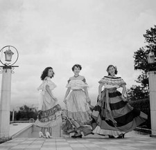 Three women dress native dresses pose San Jose Costa Rica 1952 Old Photo