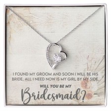 Bridesmaid Proposal Necklace - Bridal Jewelry - Heart Pendant Gift