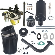 Carburetor Adapter Exhaust Pipe Muffler Kit for 212cc 196cc GX200 CT200U Go Kart