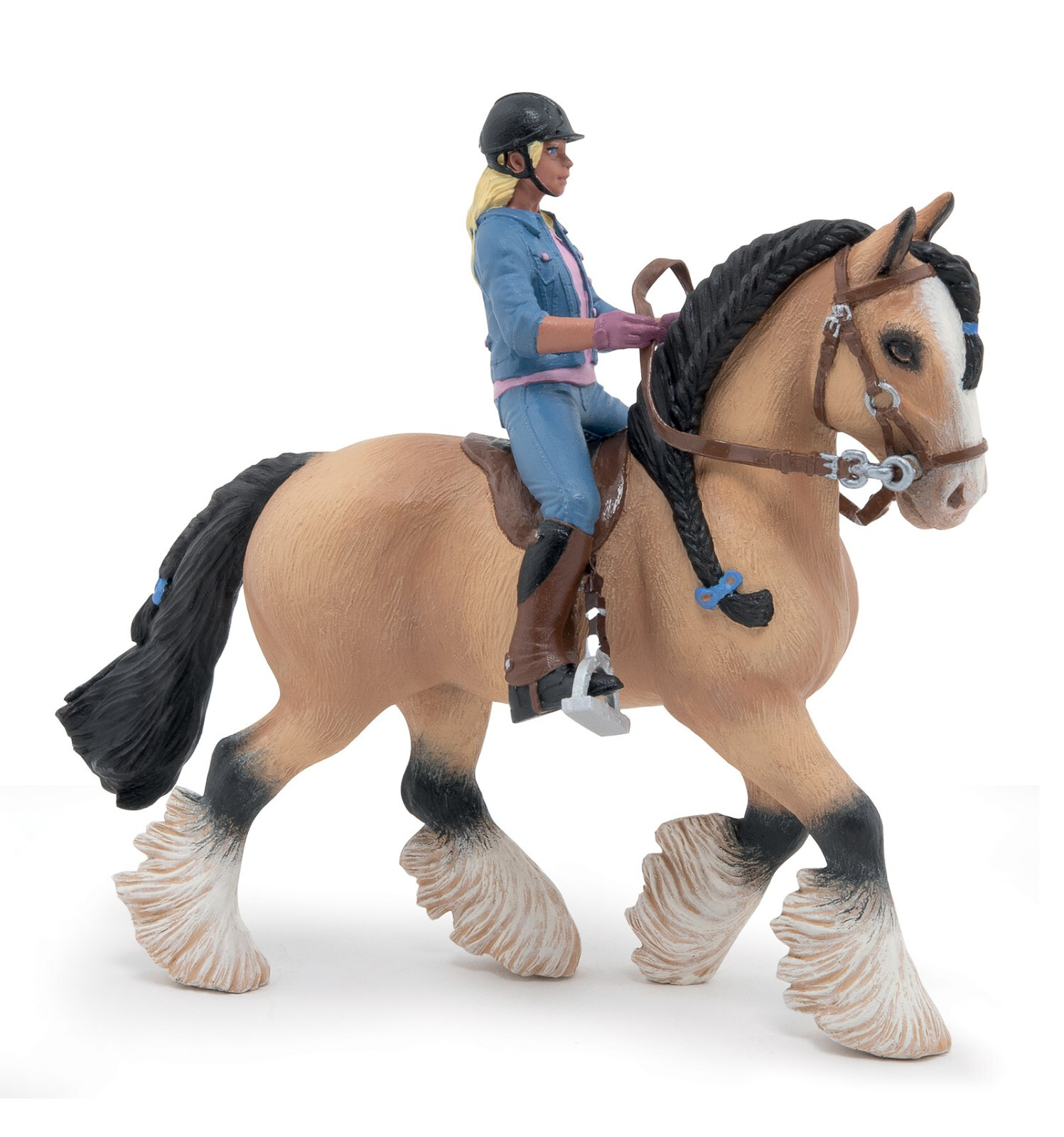 Papo 51572 Tinker with rider young riding girl with horse toy horses GYPSY COB