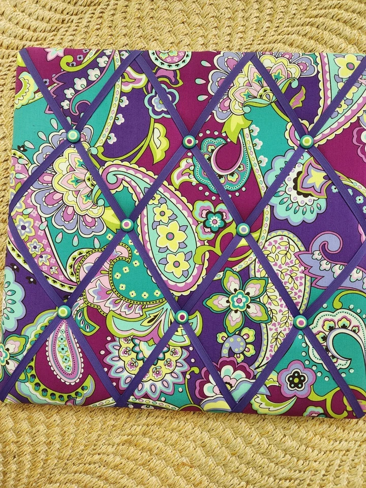 Vera Bradley Ribbon Memo Photo Memory Picture Board (retired Heather purple) - Image 3 of 4