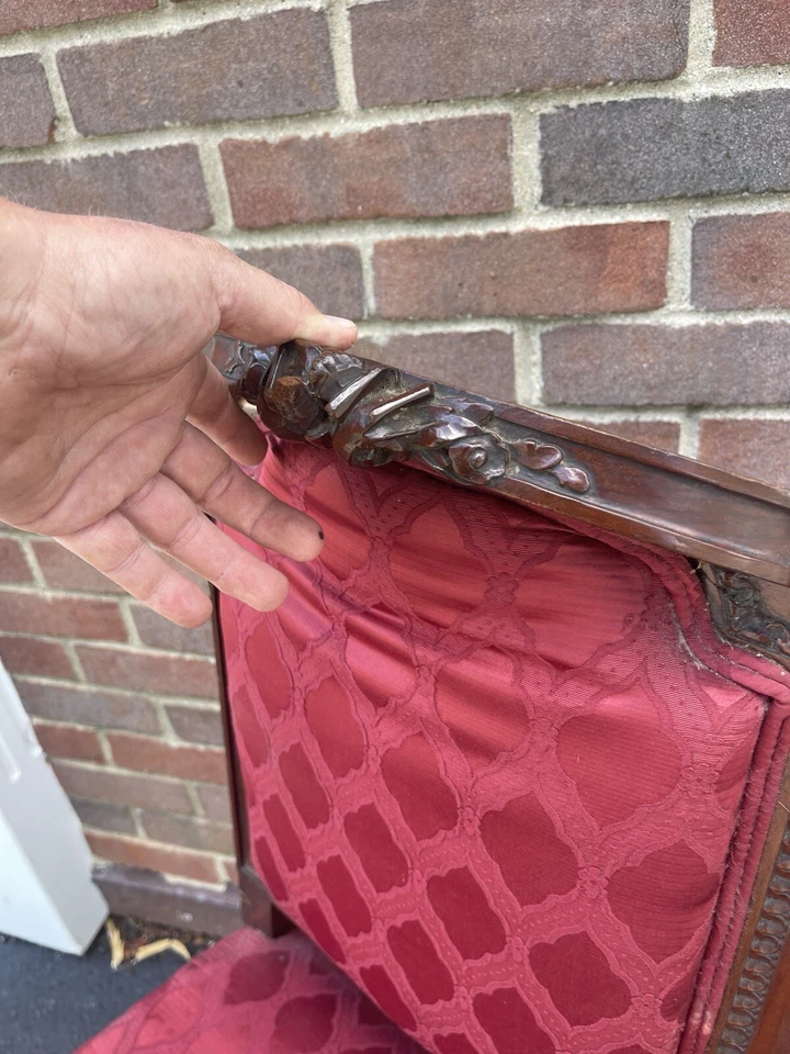 Silla de comedor francesa Luis XVI estilo neoclásico roja ASIS Foto 3 de 4