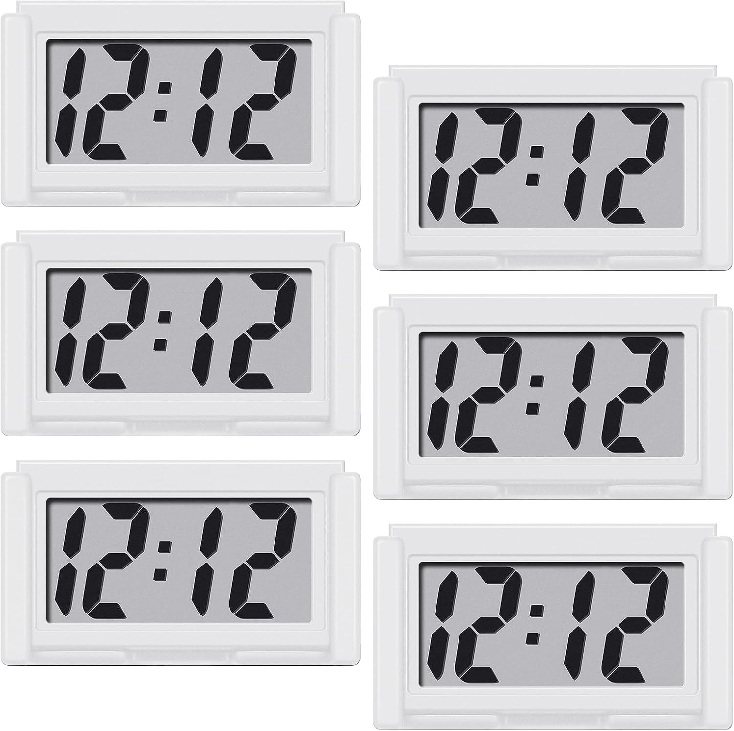 Small Digital Clock, with Jumbo LCD Time & Day Display, Mini 6 White