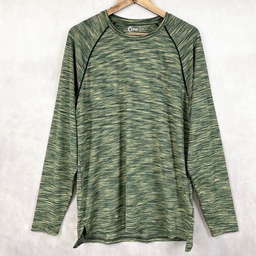 Zyia Women Long Sleeve Top Large Green Gymcore Athleisure Hiking Running Workout