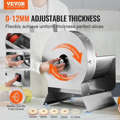 Electric Vegetable Slicer Commercial Food Cutter 0-12mm Adjustable Stainless
