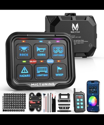 MICTUNING P8Y Ultra 6 Gang RGB Switch Panel -App & 230FT Remote Control Dimmable