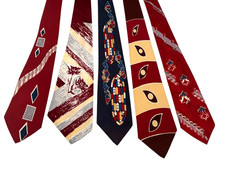5X 1940s Vintage Men  s Neck Tie Lot  Swing Era Silk Rayon MCM Novelty Neckties