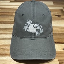 CARHARTT Logo Dad Hat Gray Strapback Cotton Cap Adjustable OSFM Workwear