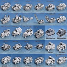 Part C, 3 Pack UK British Tanks and Vehicles 1/285 WWII Wargames Tabletop