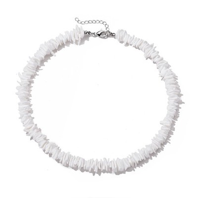 Weiße Puka Muschel Halskette - Hawaii Muschel Halsreif - Handarbeit Strandschmuck f