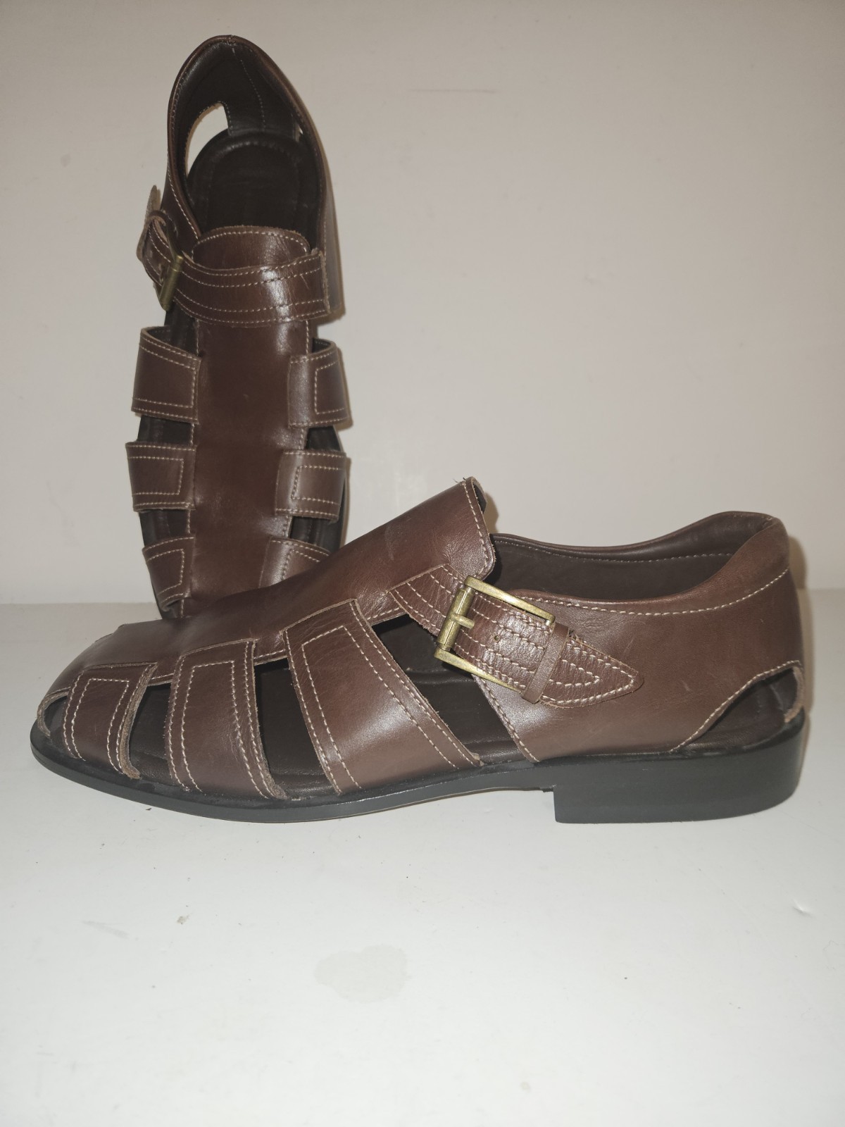 MEN JOHNSTON & MURPHY BROWN SANDAL SIZE 11M FISHERMAN SHULER FISHR NEW NO BOX