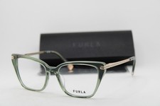 NEW FURLA VFU724 COL.02GN CLEAR GREEN GOLD AUTHENTIC EYEGLASSES 53-17