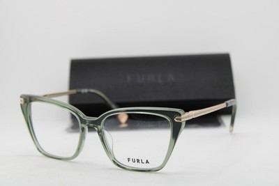 NEW FURLA VFU724 COL.02GN CLEAR GREEN GOLD AUTHENTIC EYEGLASSES 53-17