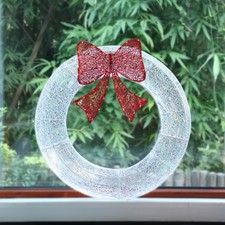 Christmas 36in Wreath w/ LED Lights, Bows for Outdoor Party Holiday Decoration