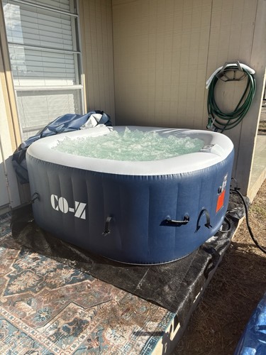 CO-Z Inflatable Square Hot Tub Spa, Blue/White Portable Inflatable Hot Tub