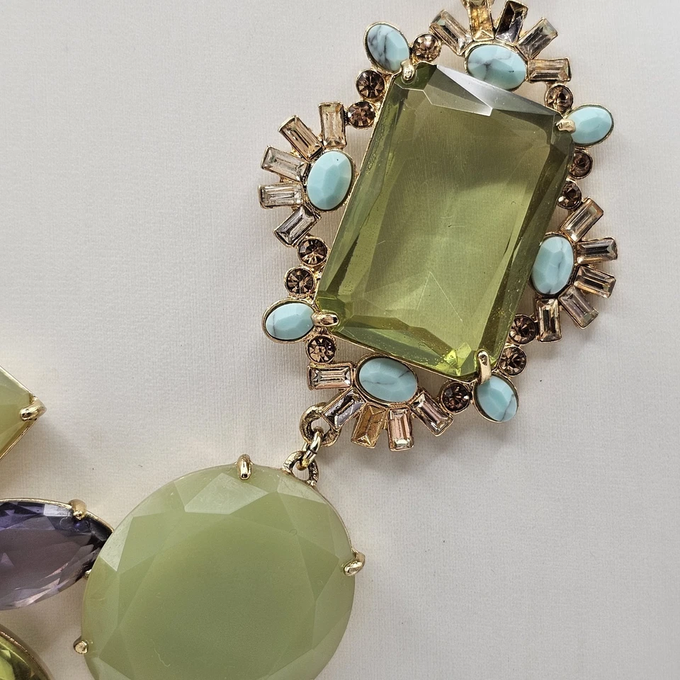 Collar Carolee Multicolor Piedras Vidrio Facetado Tono Dorado 16" Foto 3 de 4