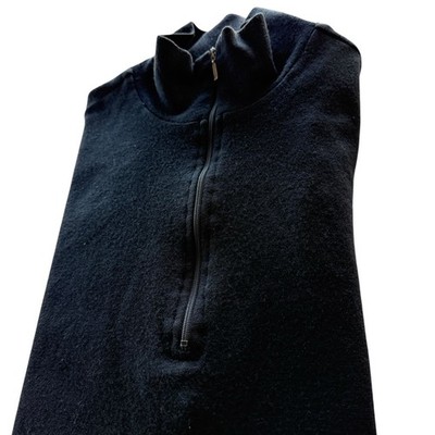 Ibex 1/4 Zip Sweater Mens XL Black Merino Wool LS Measures S/M Small Holes USA