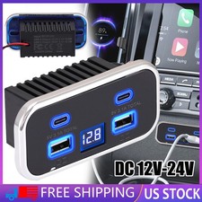 RV USB Outlet Dual USB A USB C Ports Charging Socket Panel for 12V/24V Car Boat