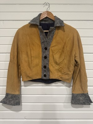 Vintage One Of A Kind Handmade Suede Jacket Blazer Cropped Women s Small