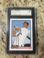 Bowman 1991 Chipper Jones Rookie #569 SGC 92 Atlanta Braves Baseball Card. rookie card picture
