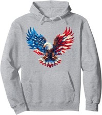American Flag Bald Eagle Patriotic 4th of July USA Unisex Hooded Sweatshirt