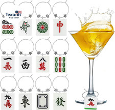 Mahjong Wine Charms, 1 Inch Wine Glass Tags for Stem Glasses, DIY Mahjong Tiles