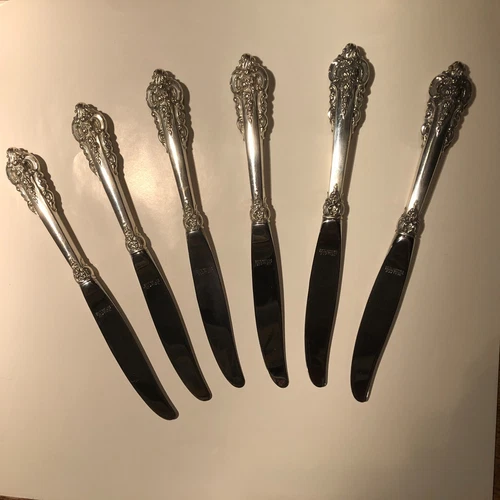 Set 6  Sterling Silver Handle Wallace Dinner Knives 9''