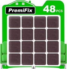 Square Felt Pads for Chair Legs, Square Felt Furniture Pads 1 inch 48 Pieces