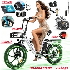 City E-Bike 20 Zoll Klapprad Elektrofahrrad 48V 20Ah Damen Pedelec Pendler …