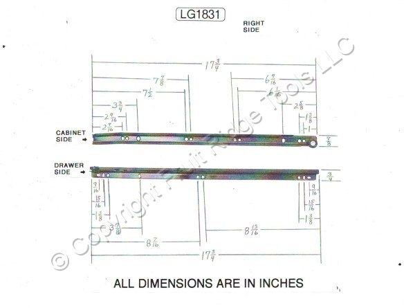 Glide Rite 1831 18" Side Mount 3/4 Extension Kitchen Cabinet Drawer Slides Pair