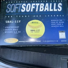 12 NEW Markwort 11” Yellow Synthetic Leather Softballs SBAL-11Y Soft Ball Yellow