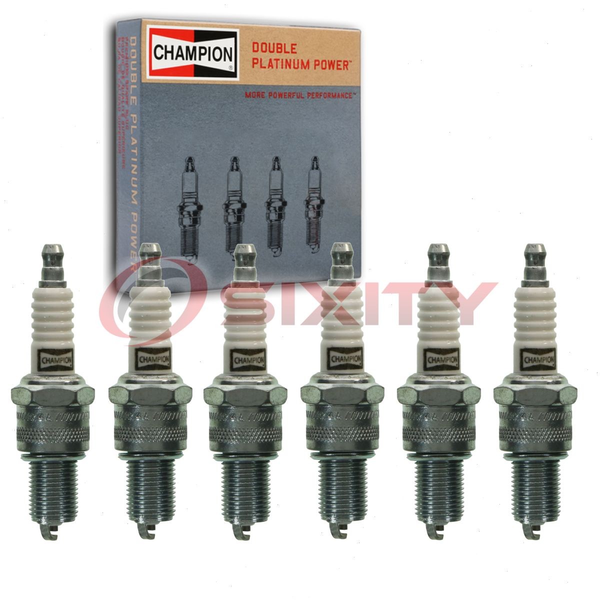 6 pc Champion Double Platinum Spark Plugs for 1969 Checker Taxicab 4.1L L6 cr