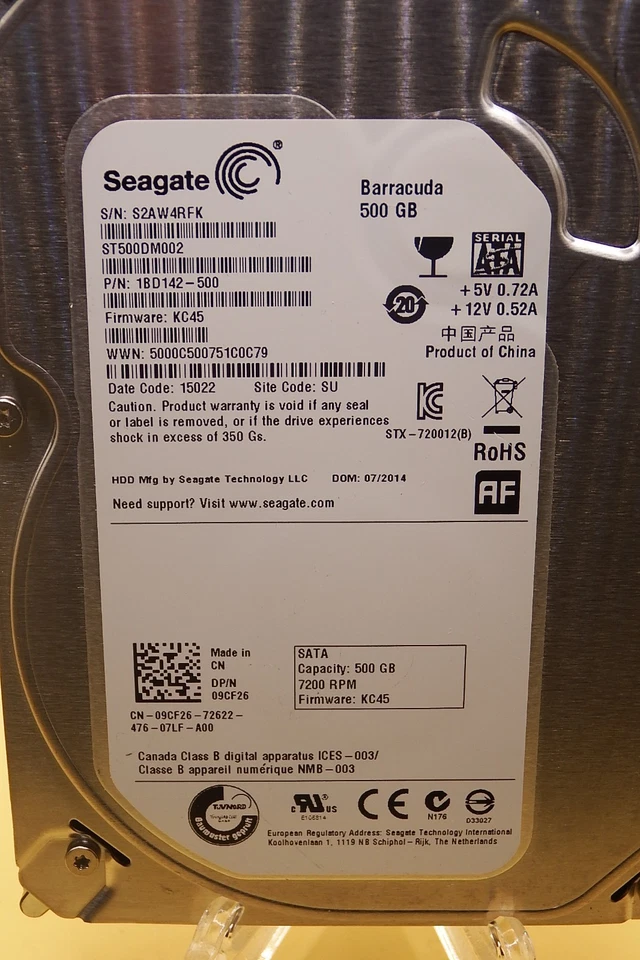 Seagate Barracuda 3.5" 500GB 7.2K RPM SATA HDD 1BD142-500 ST500DM002 - Image 2 of 3