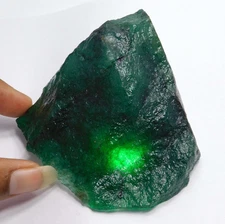 Certified 1202.5 Ct Natural Colombian Green Emerald – Rough Raw Loose Gemstone