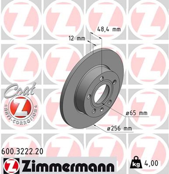 2X Bremsscheibe Coat Z Zimmermann 600.3222.20 FüR Audi VW Seat Skoda A3 Golf 1KE-image