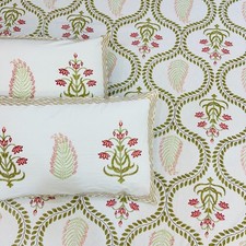 Jaipuri Hand Block Printed Floral Pure Cotton Bedsheet with Pillow Covers, King