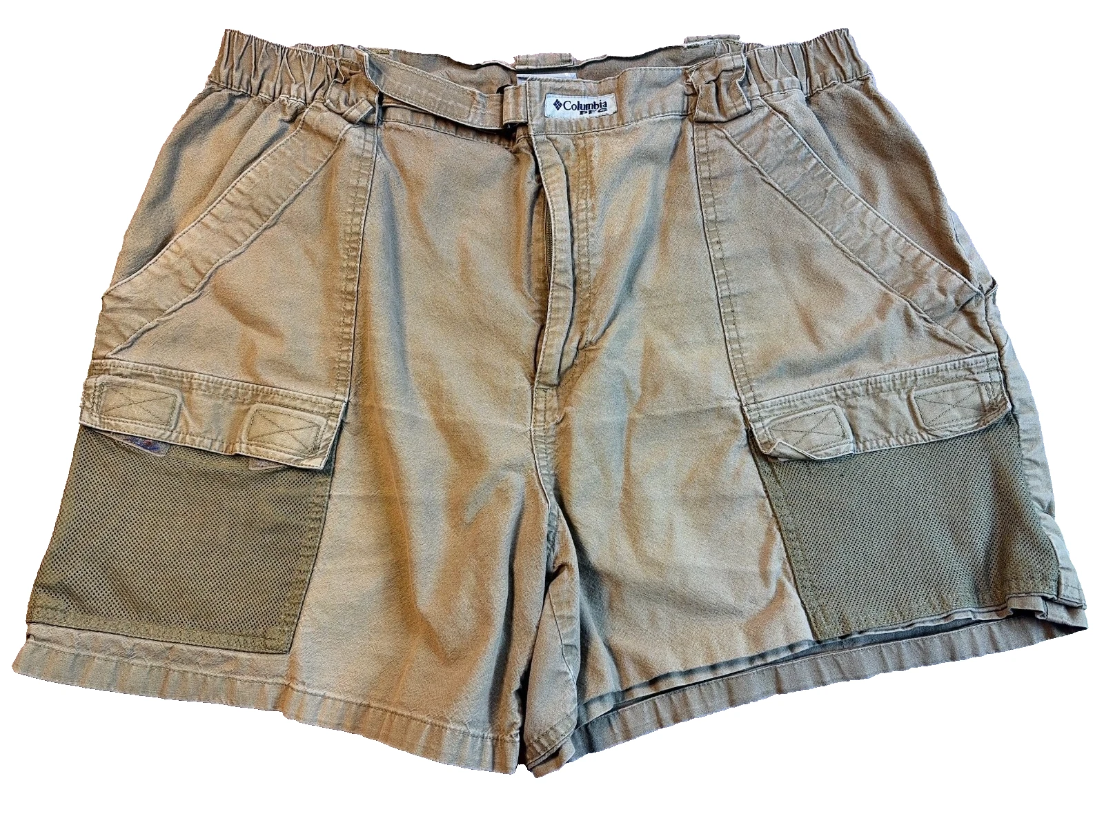 Vtg Columbia Sportswear PFG Shorts Men's XL 1999 Khaki Mesh Panel Fishing Hiking