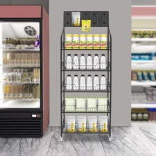 Black Retail Display Rack, Snack Display Organizer, Snack Rack Stand with Hooks