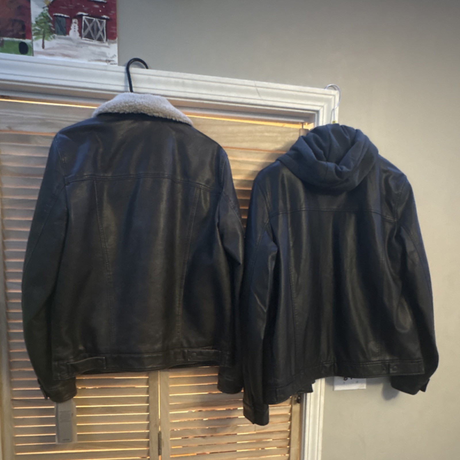 Levi's Sherpa Collar Hooded Biker Jacket Men Dark Brown Zip Button Size M thumbnail 5