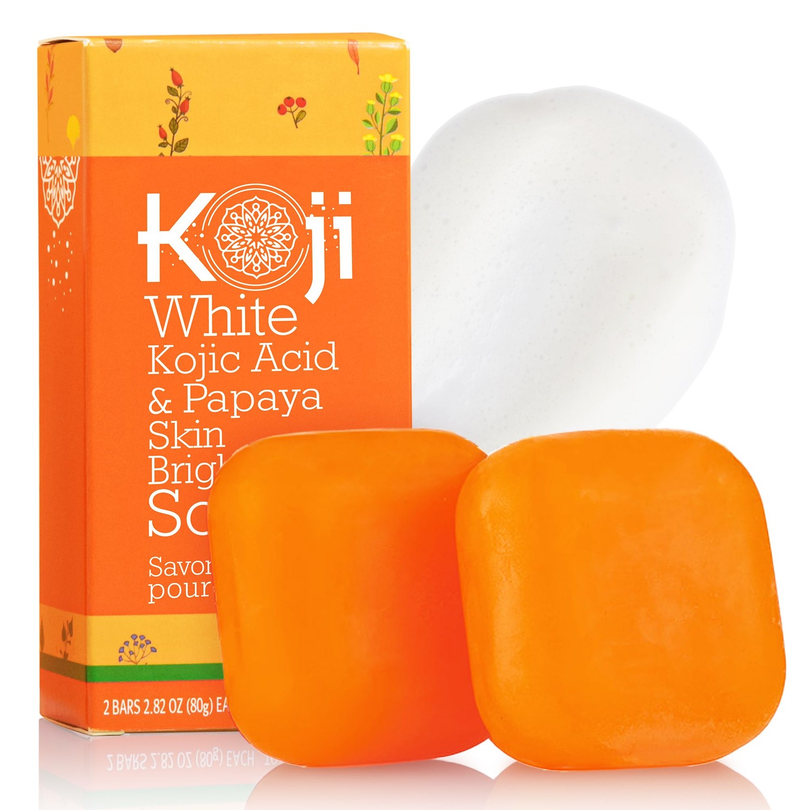 Kojic Acid & Papaya Skin Brightening Soap, Exfoliating Facial Bar,