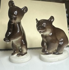 Vintage LFV Lomonosov Porcelain Bear Figurines Set of 2 made in USSR
