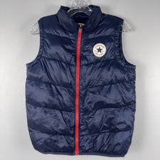 Converse Puffer Vest Boys Large All Star Jacket Full Zip Navy Blue