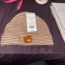 Cat  Jack Newborn/Baby Hats, Brown/White with Bear